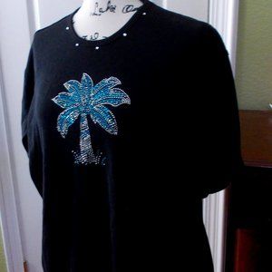 Las Olas Sparkly Palm Tree Tee Size 2X Plus
